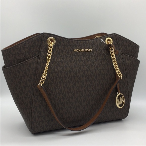 MICHAEL KORS LG CHAIN SHLDR TOTE BROWN NWT - Picture 5 of 16